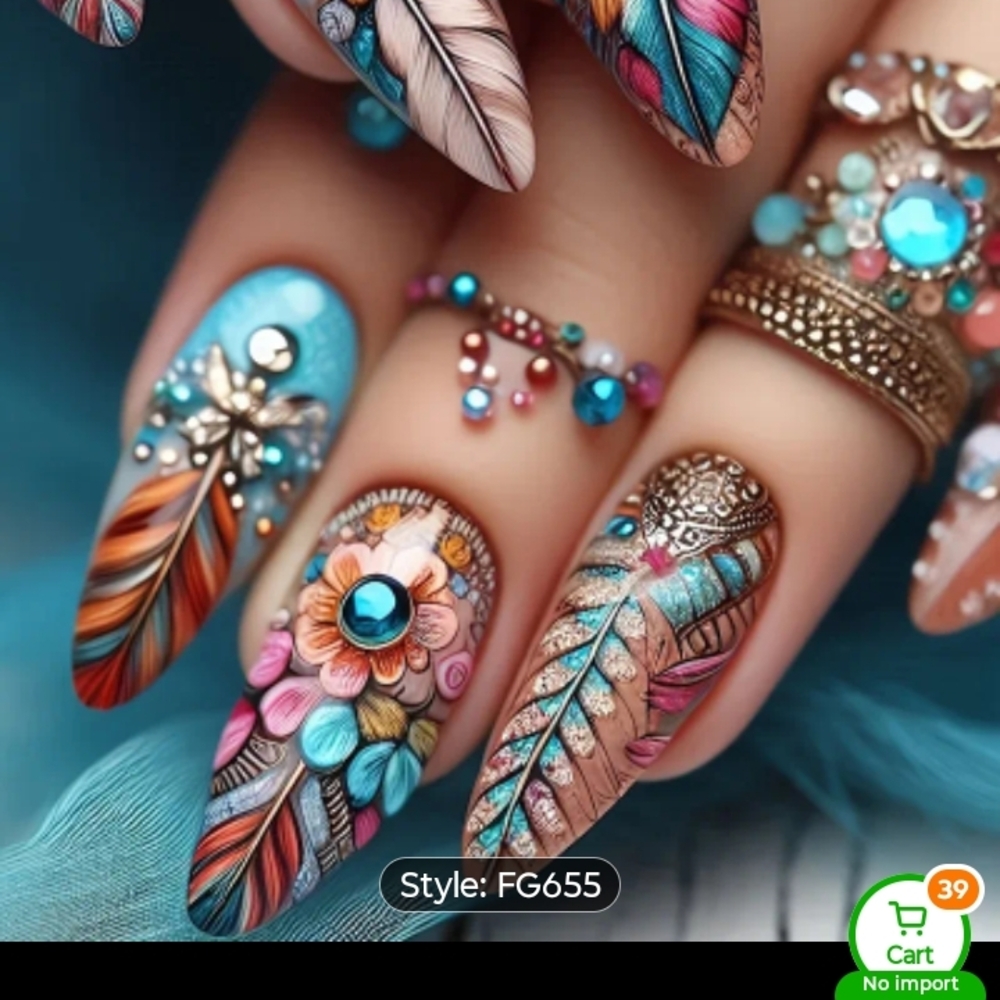 Colorful Feather Nail Art Stickers